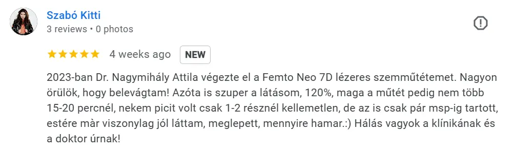 FEMTO NEO 7D - lézeres szemműtét - páciens vélemény