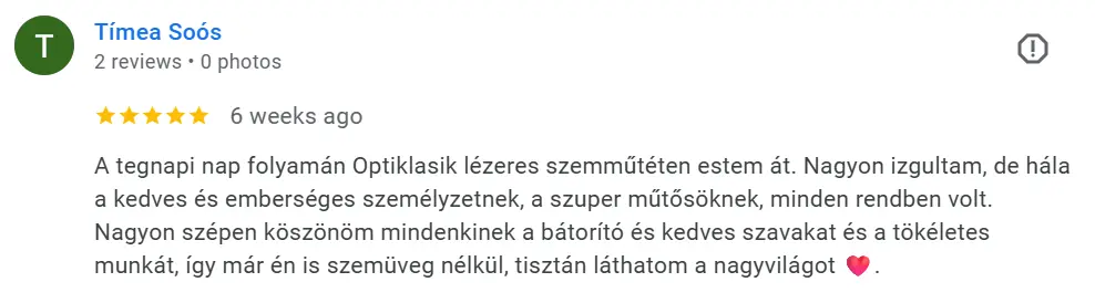 OptiLASIK 7D - lézeres szemműtét - páciens vélemény