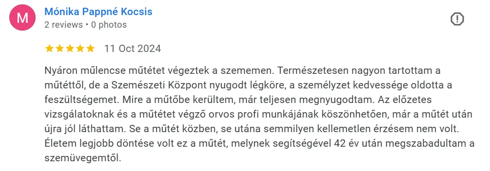 Páciens vélemény - műlencse műtét - szemműtét - látásjavítás