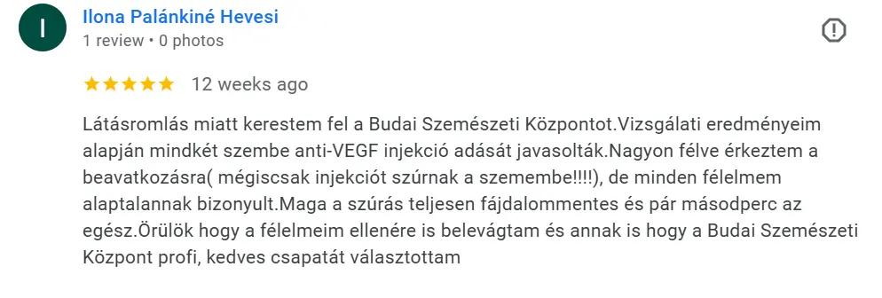 Páciens vélemény anti-VEGF kezelés - injekciós kezelés -