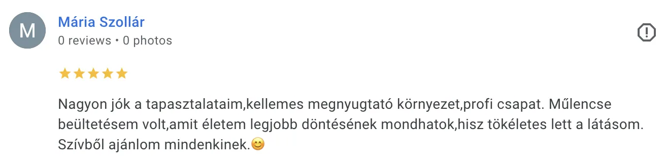 szürkehályog műtét vélemény, műlencse műtét vélemény, google vélemény