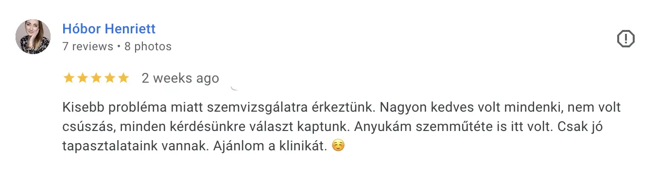 Páciens vélemény - Általános szemészeti szűrővizsgálat