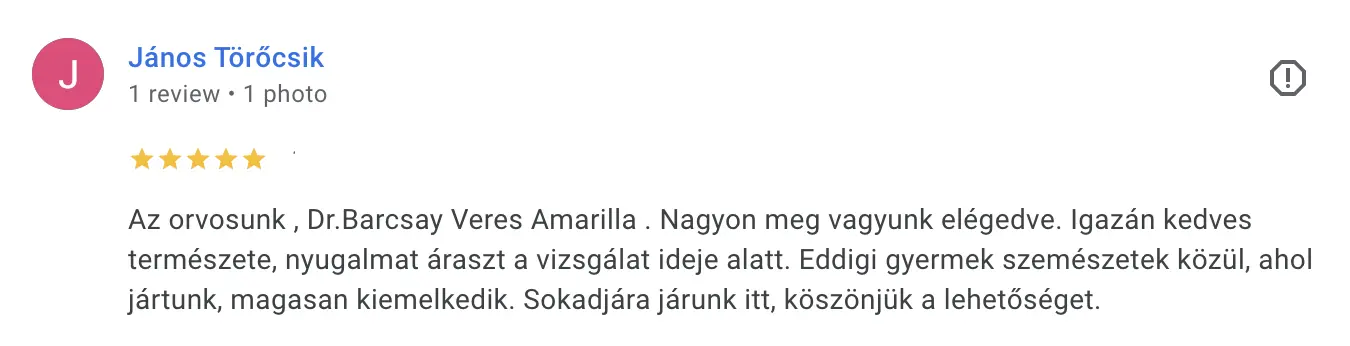 Páciens vélemény - Gyermekszemészet